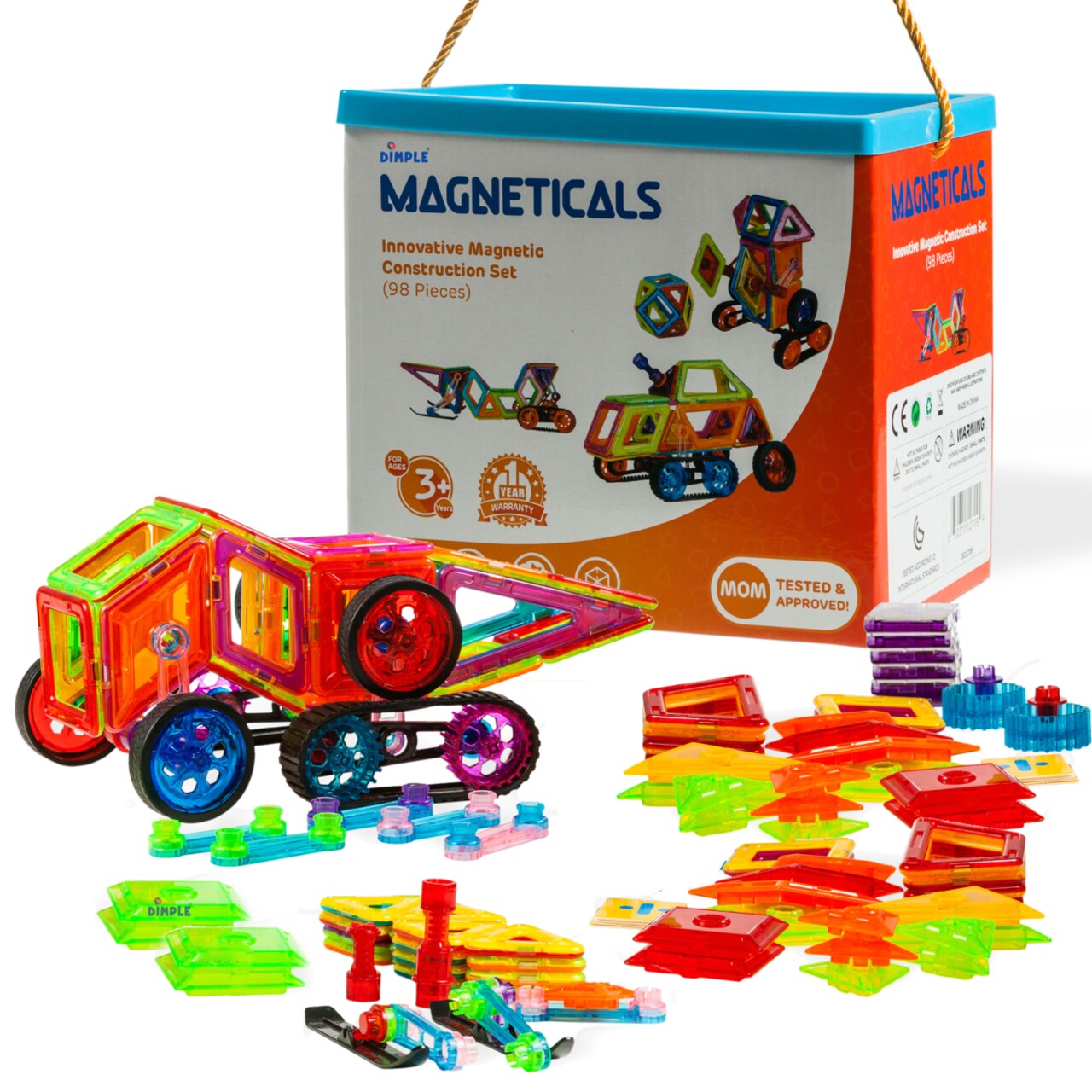 Dimple Magneticals 98-Piece Magnetic Building Tiles Set For Kids Creativity